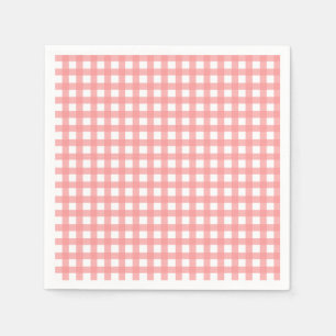 Coral Gingham Paper Napkins Serviette