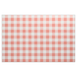 Coral Gingham Pattern Fabric Stoff