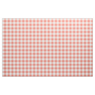 Coral Gingham Pattern Fabric Stoff