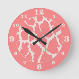 Coral Giraffe Animal Print Numbere Runde Wanduhr
