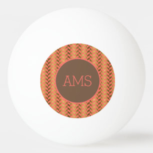 Coral Gold Herringbone Monogram Tischtennisball