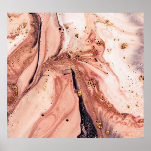 Coral Gold Marbling: Natürliches Muster Poster