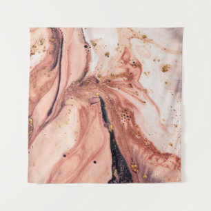 Coral Gold Marbling: Natürliches Muster Wandteppich