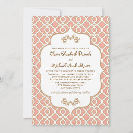 Coral Gold Marocain Inspiré Mariage Invitations