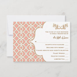 Coral Gold Marocain Mariage RSVP cartes de réponse