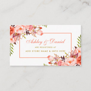 Coral Gold Wedding Registrierungskarte Begleitkarte