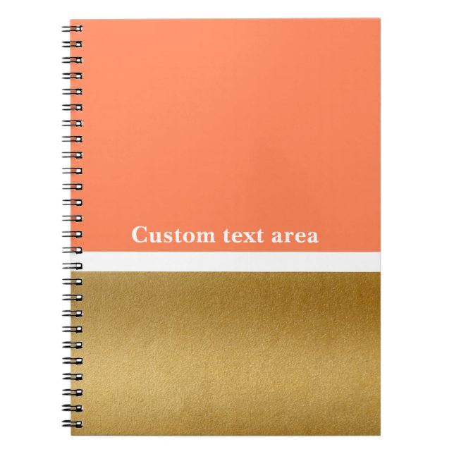 Coral & Gold & White Modern Glam Journal-Notebook Notizblock (Vorderseite)