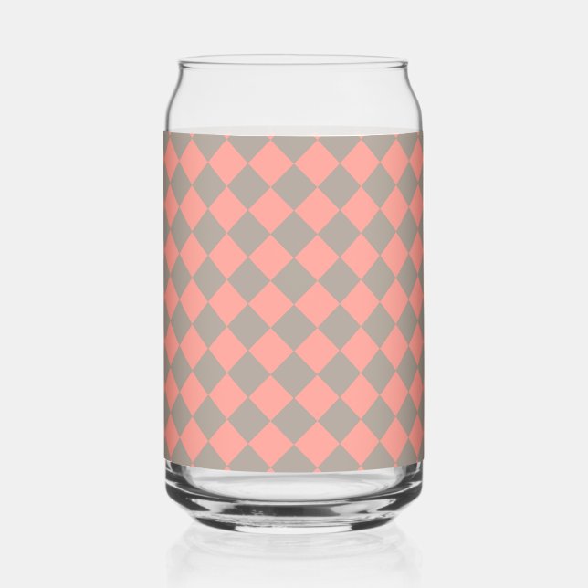 Coral Gray Checker Diamond Pattern Dosenglas (Vorderseite)