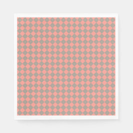 Coral Gray Checker Diamond Pattern Serviette
