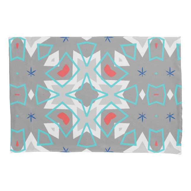 Coral Gray Mandala Pattern | Geometric Floral Boho Kissenbezug (Vorderseite)