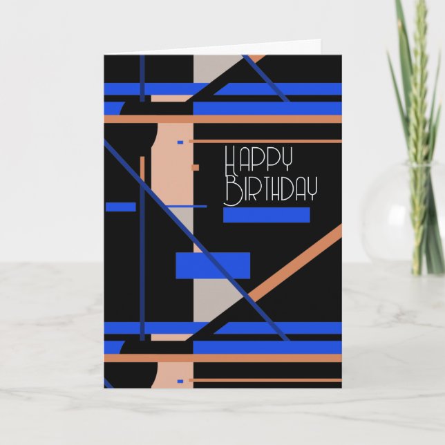 Coral Gray Royal Blue White Black Birthday Karte (Vorderseite)