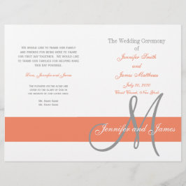 Coral Gray Wedding Program | Monogramm