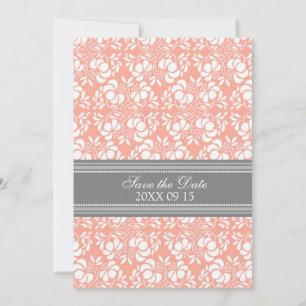 Coral Gray Wedding Save the Date Card