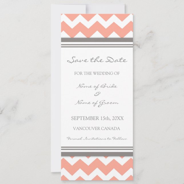 Coral Gray Wedding Save the Date Card (Vorderseite)