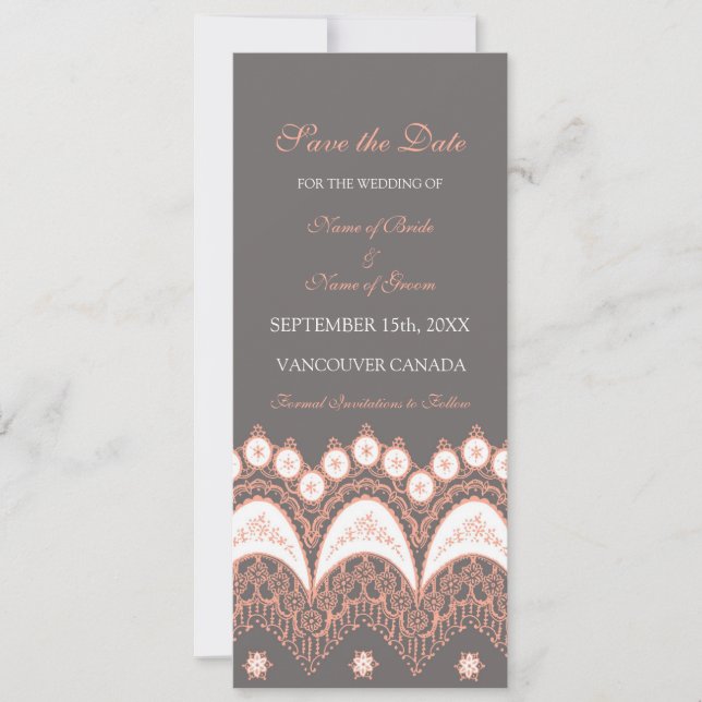 Coral Gray Wedding Save the Date Card (Vorderseite)