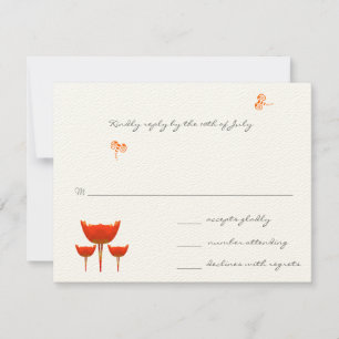 Coral & Gray Wild Blume Bee Wedding RSVP Karte