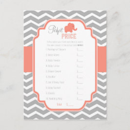 Coral Gray Zickzack Elephant Perfect Price Game Postkarte