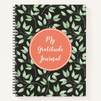 Coral & Green Feuilles Custom Gratitude Journal
