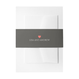 Coral Heart Wedding Einladungsbanderole