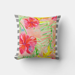 Coral Hibiskus Blume Kissen
