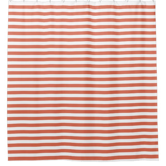 Coral Horizontal Stripes Duschvorhang (Vorderseite)