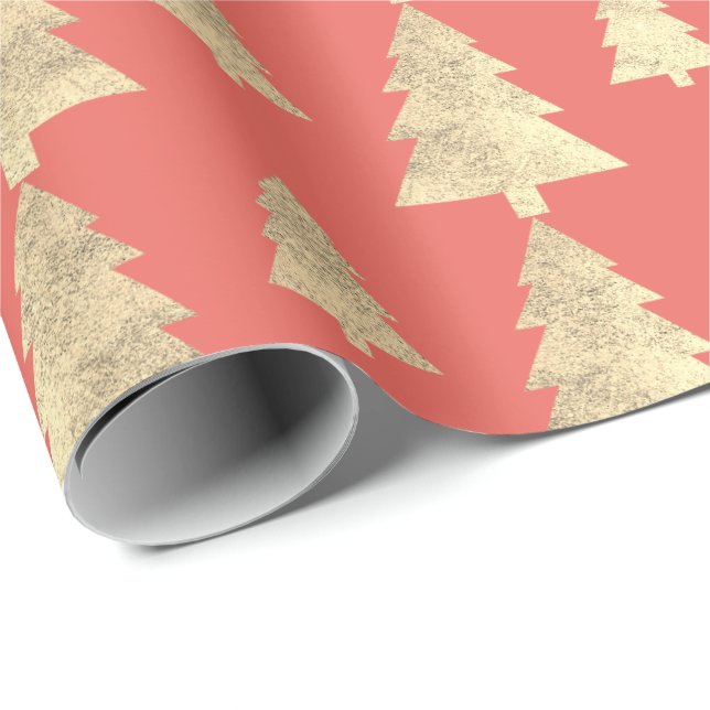 Coral Hütte Gold Blush Weihnachtsbaum Candy Kraf Geschenkpapier (Rolleneckpunkt)