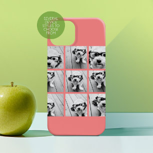 Coral Instagram FotoCollage mit 9 Fotos iPhone 15 Hülle