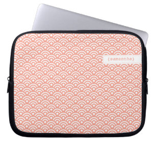 Coral Japanese Seigaiha Muster Laptopschutzhülle