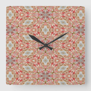 Coral Kaleidoskop Quadratische Wanduhr