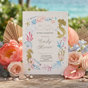 Coral Kisses & Ocean Wishes Brautparty Einladung