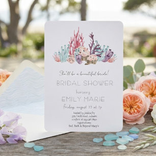 Coral Kisses & Ocean Wishes Brautparty Einladung