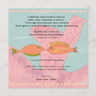 Coral & Kissing Fish 35. Hochzeitsjubiläum Einladu Einladung