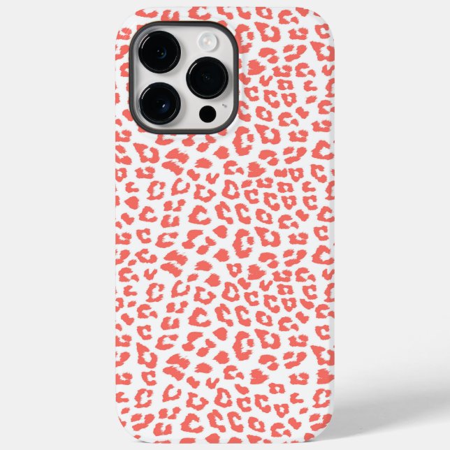 Coral Leopard Print Case-Mate iPhone 14 Pro Max Hülle (Rückseite)