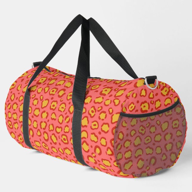 Coral Leopard Print Duffle Bag (Rechte Ecke)