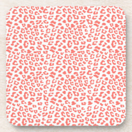 Coral Leopard Print Getränkeuntersetzer