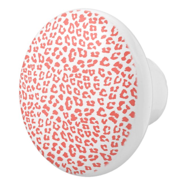 Coral Leopard Print Keramikknauf (Rechts)