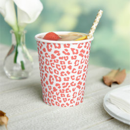 Coral Leopard Print Pappbecher