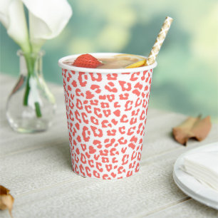 Coral Leopard Print Pappbecher