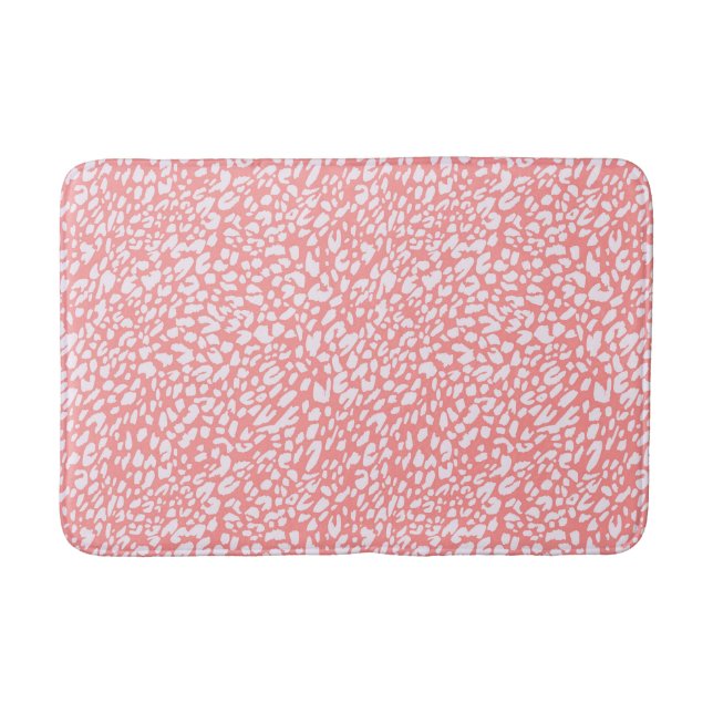 Coral Leopard Print Pattern Badematte (Vorderseite)