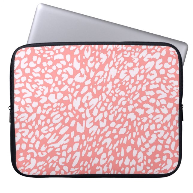 Coral Leopard Print Pattern Laptopschutzhülle (Vorderseite)