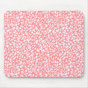 Coral Leopard Print Pattern Mousepad