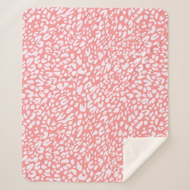 Coral Leopard Print Pattern Sherpadecke (Vorderseite)