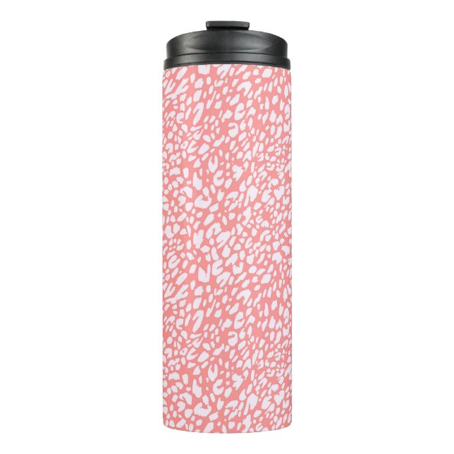 Coral Leopard Print Pattern Thermosbecher (Vorderseite)