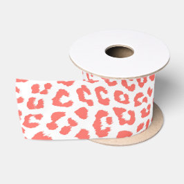 Coral Leopard Print Satinband