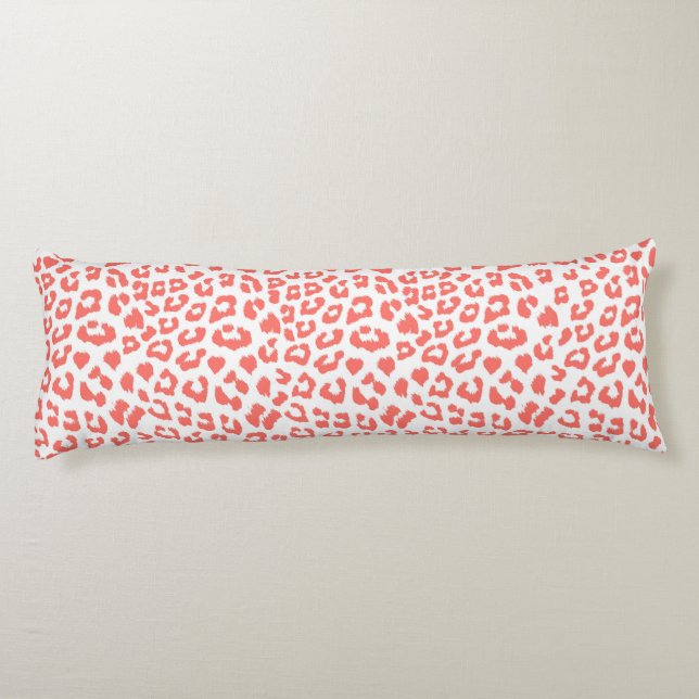 Coral Leopard Print Seitenschläferkissen (Rückseite)
