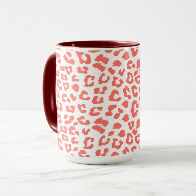 Coral Leopard Print Tasse (Vorderseite Links)
