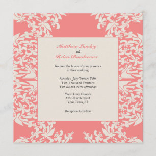 Coral Lilie Moderne Hochzeit Einladung