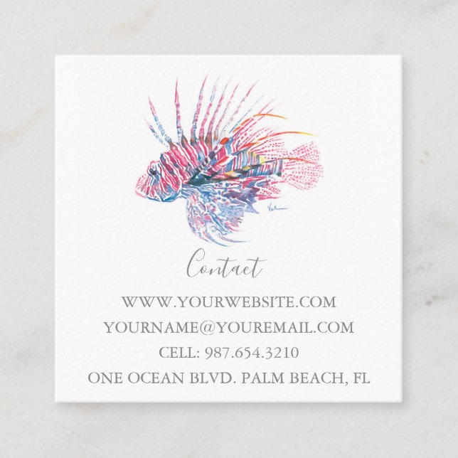 Coral Lionfish Business Card Quadratische Visitenkarte (Vorderseite)