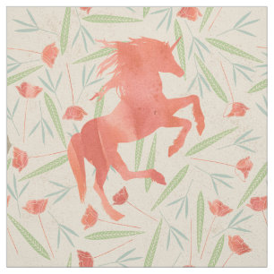 Coral Lmon Unicorn Muster Stoff