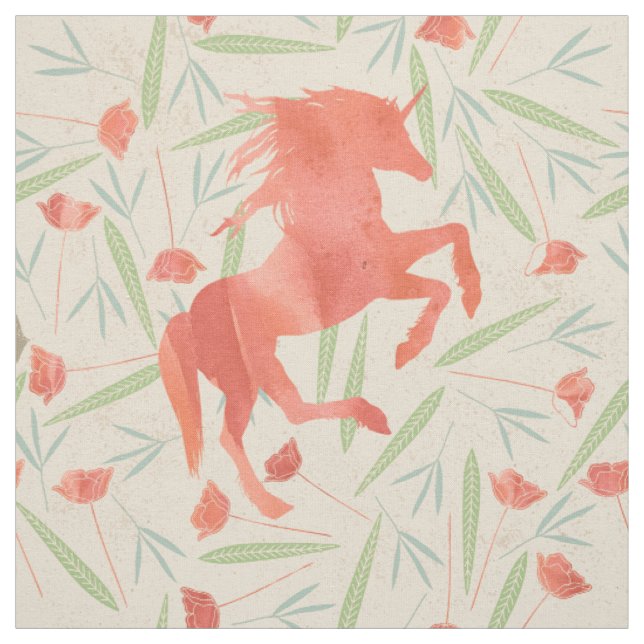 Coral Lmon Unicorn Muster Stoff (Muster)